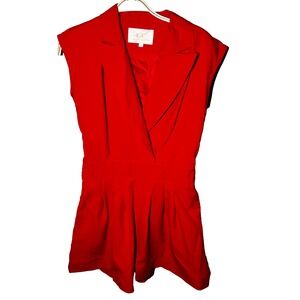 Lizette Collection Pleated Orange Romper Side Zipper Bright Happy Small Travel‎